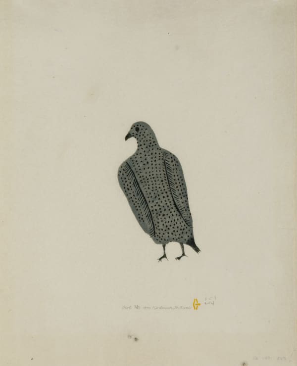 Lot 42 HAROLD QARLIKSAQ (1928-1980) QAMANI'TUAQ (BAKER LAKE) Owl, 1970 (1971 #42) stencil, 21 x 17 in (53.3 x 43.2 cm) ESTIMATE: $200 — $400 PRICE REALIZED: $120.00