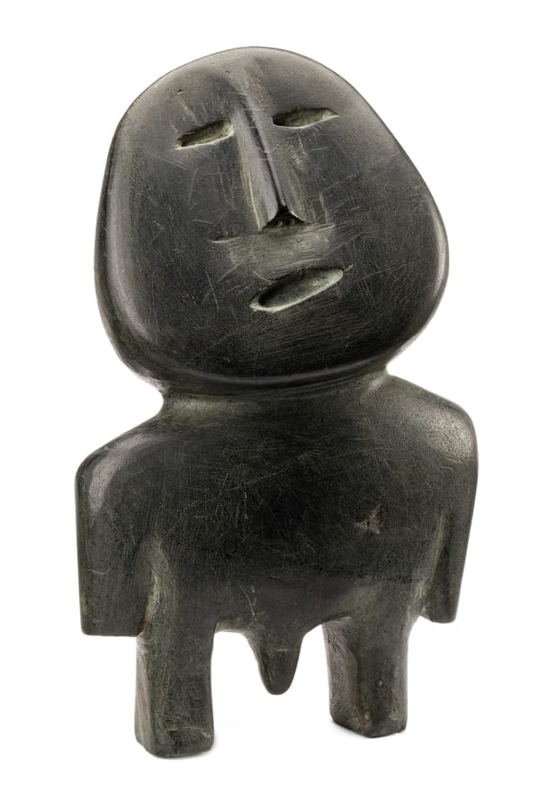 Lot 49 PETER INUKSHUK (1896-1975) QAMANI’TUAQ (BAKER LAKE) Standing Man (The King), 1969 stone, 8.75 x 5.5 x 2.75 in (22.2 x 14 x 7 cm) ESTIMATE: $6,000 — $9,000 PRICE REALIZED: $7,200.00