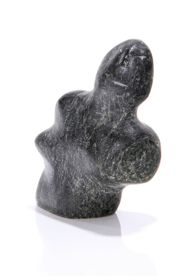 Lot 7 GEORGE ARLUK (1949-) ARVIAT (ESKIMO POINT) Figure, early 1970s stone, 3.5 x 3 x 1.75 in (8.9 x 7.6 x 4.4 cm) ESTIMATE: $200 — $300 PRICE REALIZED: $168.00