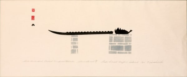 Lot 35 NIVIAQSI (NIVIAKSIAK) (1908-1959) KINNGAIT (CAPE DORSET) Sled and Seal Cached on Snow Blocks, 1960 #46 sealskin stencil, 11.25 x 20 in (28.6 x 50.8 cm) ESTIMATE: $1,500 — $2,500 PRICE REALIZED: $1,680.00