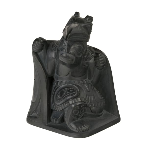 Lot 17 GARY MINAKER-RUSS (1958), MASSET, HAIDA GWAII Haida Raven Dancer, December 1985 argillite, 5.5 x 4.25 x 3.75 in (14 x 10.8 x 9.5 cm) ESTIMATE: $3,500 — $5,000 PRICE REALIZED: $3,904.00