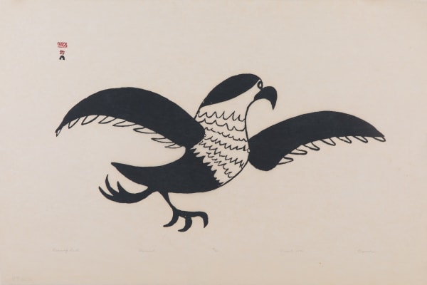 Lot 55 NAPACHIE POOTOOGOOK (1938 -2002) KINNGAIT (CAPE DORSET) Running Gull, 1970 (2002 #5) stonecut, 20 x 30 in (50.8 x 76.2 cm) ESTIMATE: $400 — $600 PRICE REALIZED: $366.00