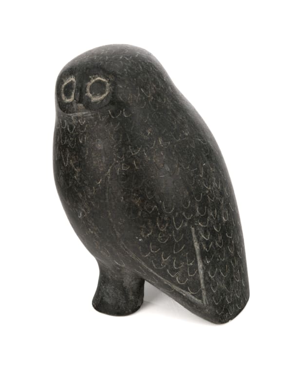 13 TUNA IQUILIQ (1934-2015) QAMANI'TUAQ (BAKER LAKE) Plump Snowy Owl, c. 1970s stone, 5.25 x 3.75 x 3.25 in (13.3 x 9.5 x 8.3 cm)