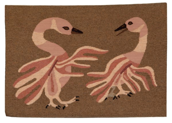Lot 41 MALAYA AKULUKJUK (1915-1995) PANNIRTUQ (PANGNIRTUNG) Dancing Geese, 1989 #363 wool weaving, 24.5 x 35 in (62.2 x 88.9 cm) ESTIMATE: $200 — $400 PRICE REALIZED: $536.80