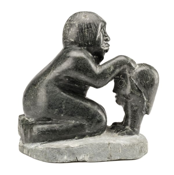 Lot 84 DAVIDIALUK ALASUA AMITTU (1910-1976) PUVIRNITUQ (POVUNGNITUK) Inuk Delousing Katjutajuk, 1960s stone, 8.25 x 7.75 x 6 in (21 x 19.7 x 15.2 cm) ESTIMATE: $5,000 — $8,000 Price realized: $5,000