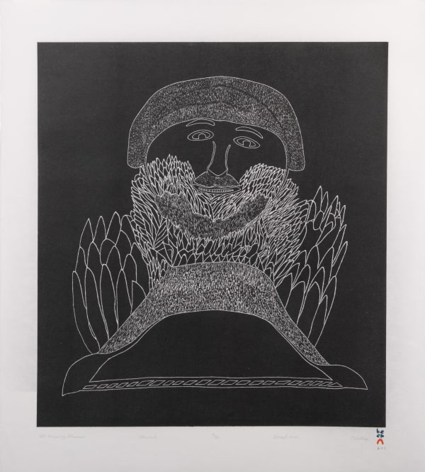 Lot 48 OHOTAQ MIKKIGAK (1936-2014) KINNGAIT (CAPE DORSET) All-Knowing Shaman, 2000 #24 stonecut, 27 x 24.5 in (68.6 x 62.2 cm) ESTIMATE: $250 — $350 PRICE REALIZED: $156.00