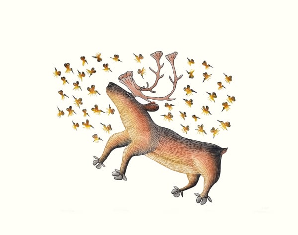 CEE POOTOOGOOK (1967-) KINNGAIT (CAPE DORSET) Summer Buzz, 2017 #16 Printmaker: STUDIO PM, Montreal etching and aquatint, 31.5 x 39.6 in (80 x 100.6 cm) 10/50