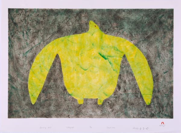 SHEOJUK ETIDLOOIE (1932-1999) KINNGAIT (CAPE DORSET) Printmaker: AOUDLA PUDLAT (1951-2006) KINNGAIT (CAPE DORSET) Searching Bird, 1998 #23 lithograph, 22.25 x 30 in (56.5 x 76.2 cm) 31/50