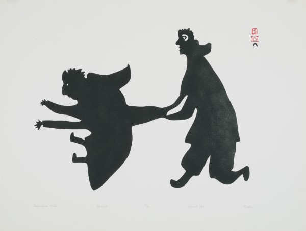 PUDLO PUDLAT (1916-1992) KINNGAIT (CAPE DORSET) Reluctant Wife, 1961 (2002 #2) stencil, 19 x 25.5 in (48.3 x 64.8 cm)