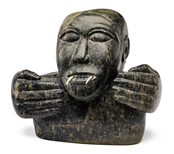 Lot 13 NANCY PUKINGRNAK AUPALUKTUQ (1940-) QAMANI'TUAQ (BAKER LAKE) Woman Shaman, 1976 stone and antler, 9 x 11 x 7.5 (22.9 x 27.9 x 19.1 cm) ESTIMATE: $5,000 — $8,000 PRICE REALIZED: $4,800.00 A world record price for the artist at auction.