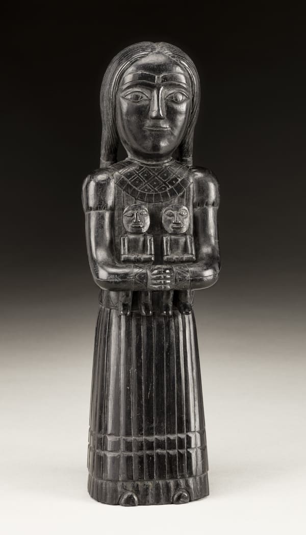 UNIDENTIFIED ARTIST, HAIDA, Female Figure Holding Two Dolls, c. 1840-1860