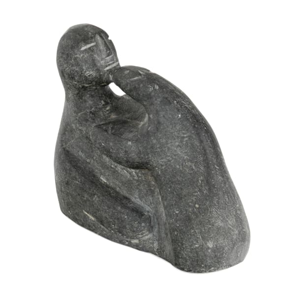 Lot 4 LUKE ANOWTALIK (1932-2006) ARVIAT (ESKIMO POINT) Man and Dog, mid-late 1980s stone, 5.5 x 6 x 2.5 in (14 x 15.2 x 6.3 cm) ESTIMATE: $700 — $1,000