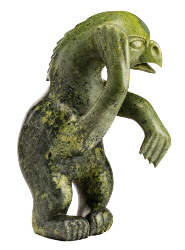 Lot 108 KIUGAK (KIAWAK) ASHOONA, O.C., R.C.A. (1933-2014) m., KINNGAIT (CAPE DORSET) Spirit Bird (Natturalik), c. 1965-66 stone, 19.5 x 12 x 8 in (49.5 x 30.5 x 20.3 cm) ESTIMATE: $15,000 — $25,000 PRICE REALIZED: $12,000.00