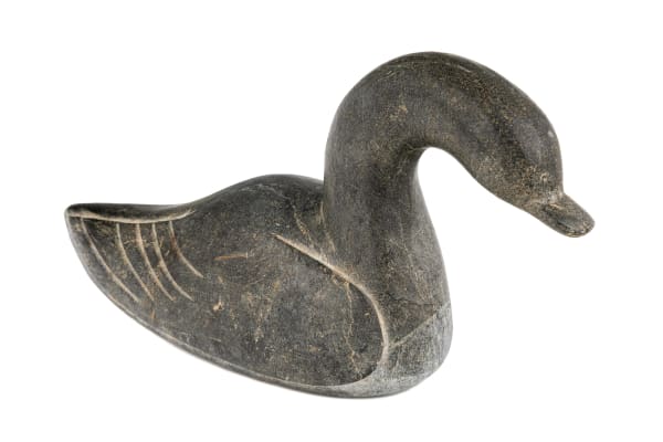Lot 43 NOAH TUKI (1925-1990) INUKJUAK (PORT HARRISON) Swimming Eider Duck, 1959 stone, 4.75 x 9 x 3.25 in (12.1 x 22.9 x 8.3 cm) ESTIMATE: $200 — $300 PRICE REALIZED: $244.00