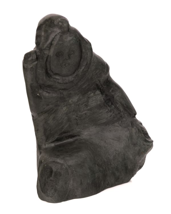 Lot 10 PETER SEVOGA (1940-2007) Qamani’tuaq (Baker Lake) Woman with Helping Human and Animal Spirits, 1974 stone, 12 x 10 x 5.5 in (30.5 x 25.4 x 14 cm) ESTIMATE: $500 — $800
