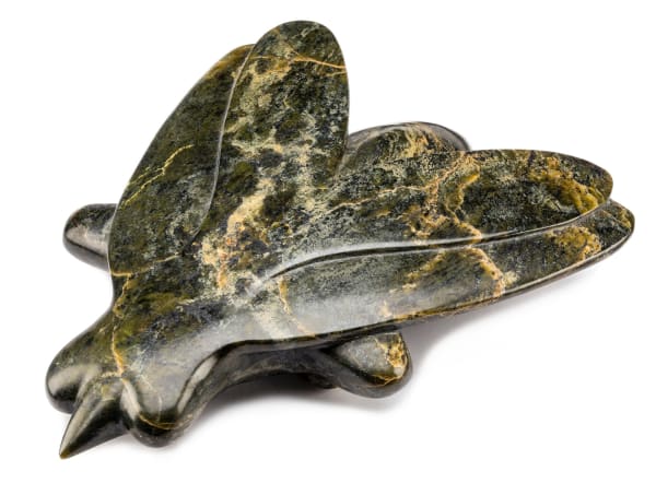 Lot 5 OVILOO TUNNILLIE, R.C.A. (1949-2014) KINNGAIT (CAPE DORSET) Fly, c. late 1980s stone, 3.5 x 13.5 x 11.5 in (8.9 x 34.3 x 29.2 cm) ESTIMATE: $2,500 — $3,500 PRICE REALIZED: 1,500.00