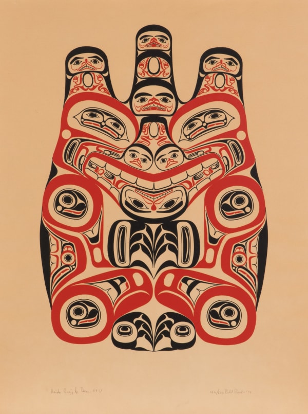 Lot 32 BILL REID (IIJUWAS), O.B.C., R.C.A. (1920-1998), HAIDA Haida Grizzly / Huaji, 1973 serigraph on paper, 25.25 x 19.5 in (64.1 x 49.5 cm) ESTIMATE: $1,000 — $1,500 PRICE REALIZED: $976.00