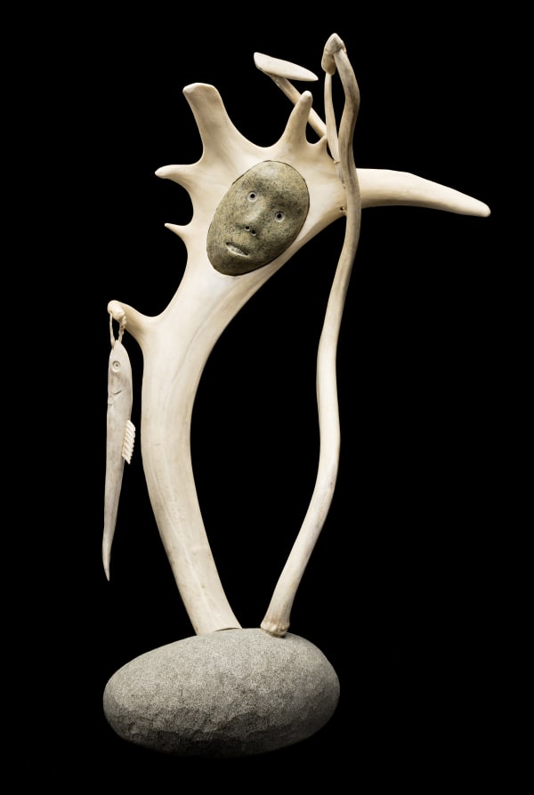 LOT 95 MATTIUSI IYAITUK (1950-) IVUJIVIK I Got My First Fish, 2006 antler, waxed string, and stone, 21 x 12 x 7.25 in (53.3 x 30.5 x 18.4 cm) ESTIMATE: $3,500 — $5,000 Price Realized: $4,320.00