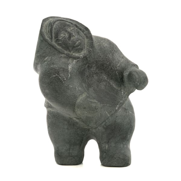 Lot 22 THOMAS SIVURAQ (1941-) QAMANI'TUAQ (BAKER LAKE) Standing Woman Spotted a Bird, late 1980s stone, 6 x 4.5 x 4 in (15.2 x 11.4 x 10.2 cm) ESTIMATE: $300 — $500 PRICE REALIZED: $192.00
