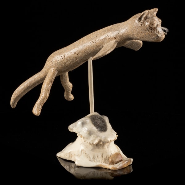 Lot 86 NICK SIKKUARK (1943-2013) KUGAARUK (PELLY BAY) / UQSUQTUUQ (GJOA HAVEN) Transforming Shaman in Flight, 1997 bone, antler, and fur, 7.75 x 9.25 x 4.25 in (19.7 x 23.5 x 10.8 cm) ESTIMATE: $2,000 — $3,000