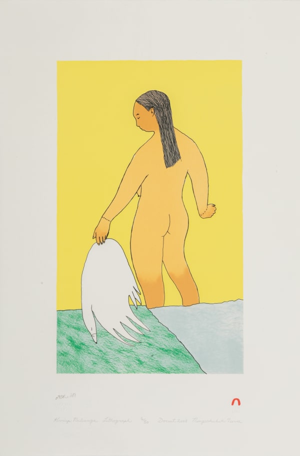 Lot 9 NINGIUKULU TEEVEE (1963-) KINNGAIT (CAPE DORSET) Kiviup Nulianga (Kiviuq's Wife), 2010 #18 lithograph, 22.5 x 15 in (57.1 x 38.1 cm) ESTIMATE: $250 — $350 PRICE REALIZED: $240.00