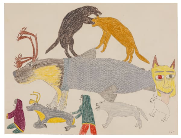 SIMON TOOKOOME (1934-2010) QAMANI’TUAQ (BAKER LAKE) The Spirit of Preys, c. 1979 coloured pencil on heavy wove paper, 20 x 26 in (50.8 x 66 cm)