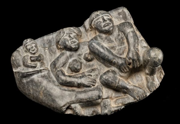 Lot 18 DAVIDIALUK ALASUA AMITTU (1910-1976) PUVIRNITUQ (POVUNGNITUK) Sleeping Family, c. 1962 stone, 3.25 x 9.5 x 7.5 in (8.3 x 24.1 x 19.1 cm) ESTIMATE: $5,000 — $8,000 PRICE REALIZED: $6,000.00