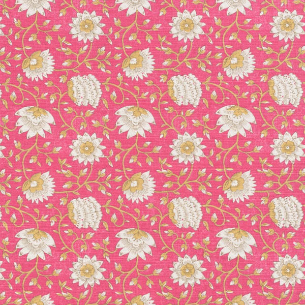 Bennison Pali Pink Yellow on Oyster Linen