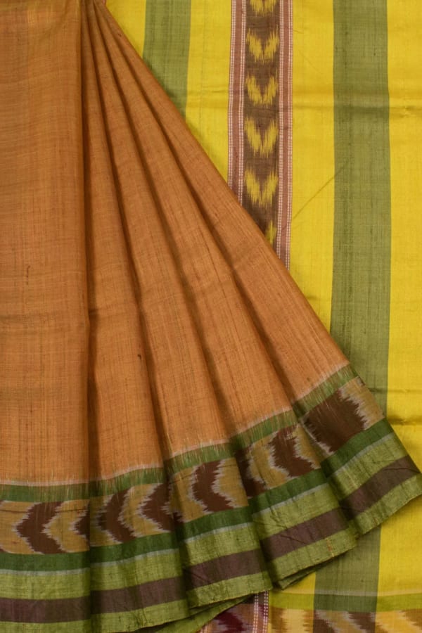 Handloomed Dhana Patra Ikat Tussar Silk Saree