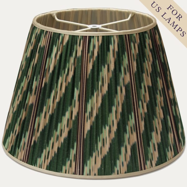 Handwoven Adras Ikat Green Chevron Lampshade