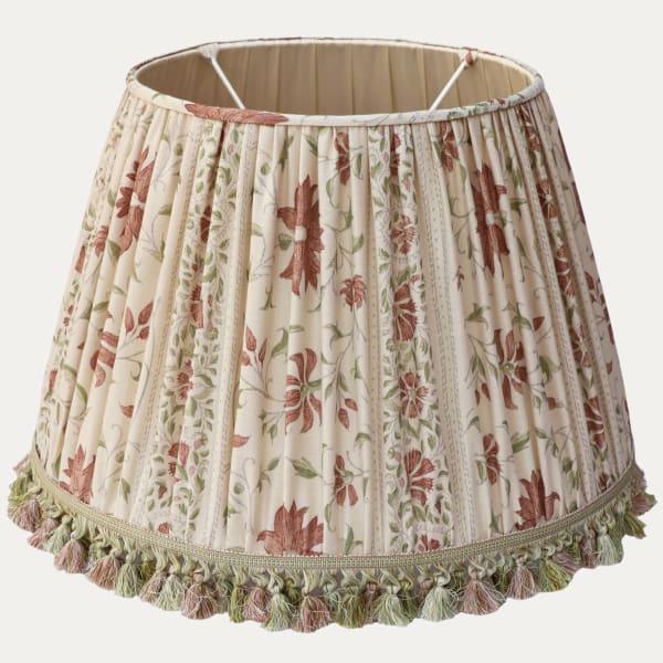 Namay Samay Suri Peach Handsewn Lampshade with Mother of Pearl Tassel Trim