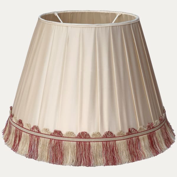 Knife Pleated Indian Douppion Ivory Silk Lampshade With George Spencer Fan Top Fringe