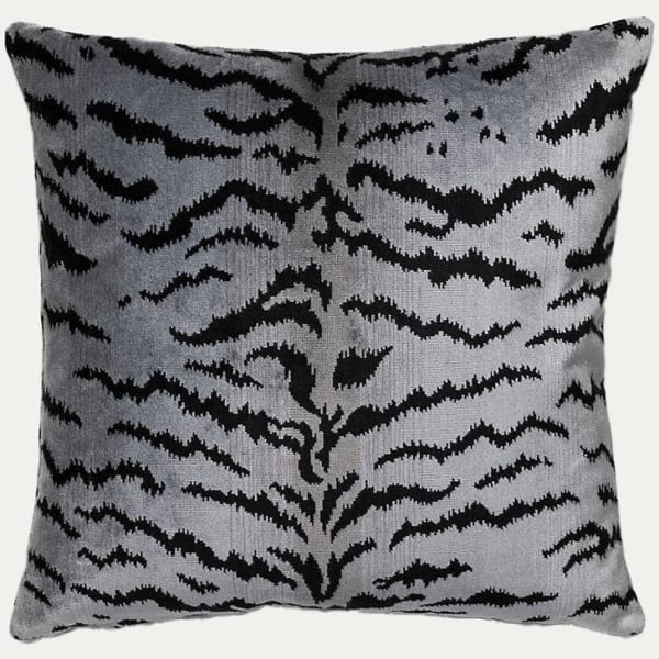 Scalamandre Tigre Silver and Black Cushion