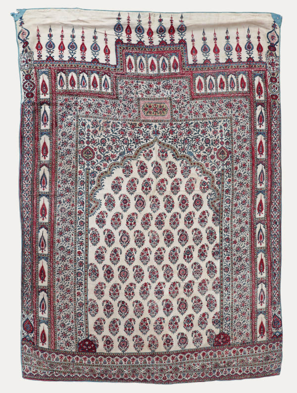 A kalamkari prayer cloth with a beautiful boteh central field