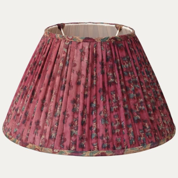 Antique Turkish Berry Colour Hand Block Printed Fabric Handsewn Lampshade