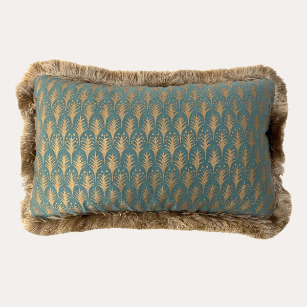 Fortuny Plumette Blue & Gold Decorative Cushion
