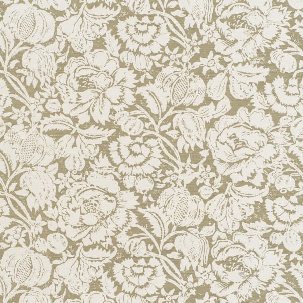 New Floral Negative Olive On Oyster