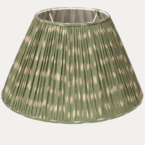 Robert Kime Amu Gold Green Ikat Empire Lampshade with Silk Lining