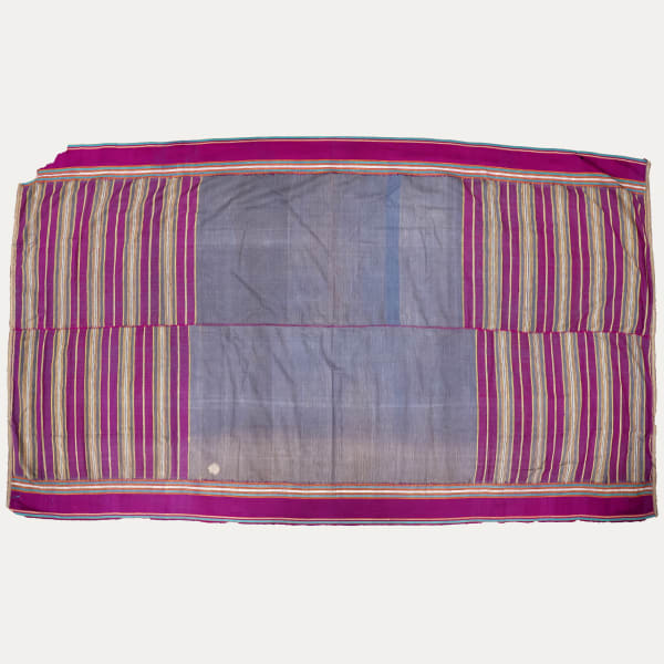 Hyderabad Vintage Sindh Silk and Cotton Shawl with Grey Panel