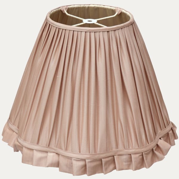Silk Faille Jaspe Pale Pink Scallop Lampshade with Ruffle Trim