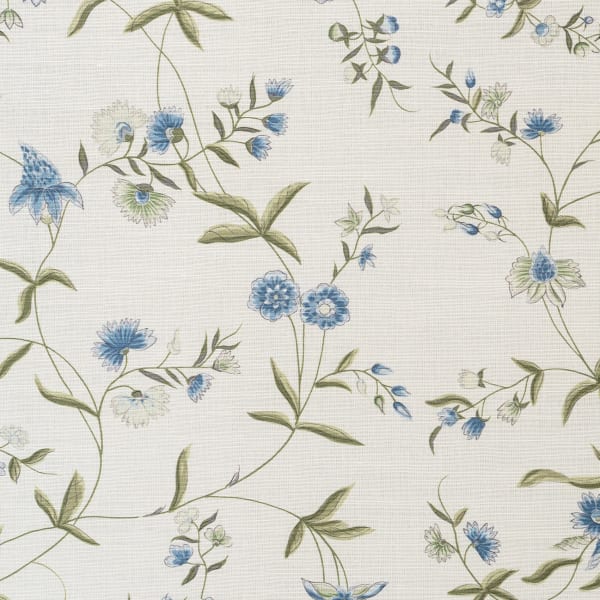 Bennison Chinese Paper Blue Olive on Oyster Linen
