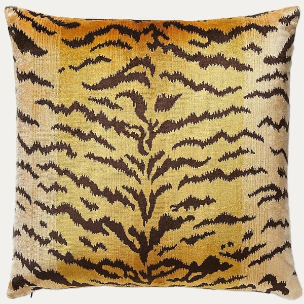 Scalamandre Tigre Ivory Gold and Black Cushion