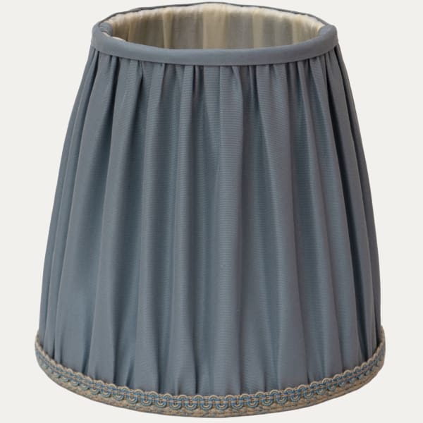 Claremont Faille Lagano Slate Blue Silk Lampshade with Antique Braid and Silk Lining