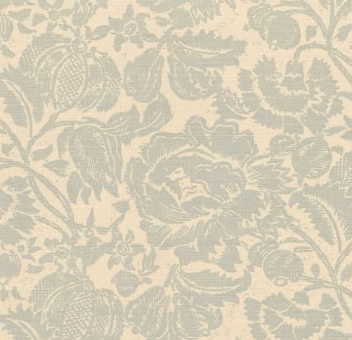 All Over Floral Positive Blue Grey On Beige