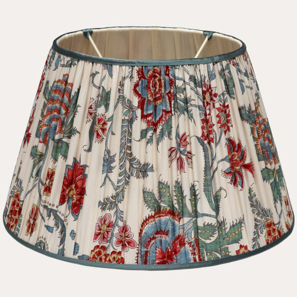 Charles Burger Percale Persan Hand-sewn Lampshade with Contrast Silk Trim
