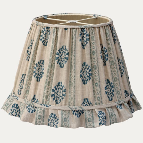 Hand-sewn Gathered Alma Fabric Pembroke Lampshade with Ruffled Skirt