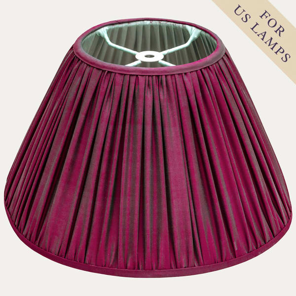 Vibrant Deep Rose Pink Shot Silk Lampshade with Finial Fitting