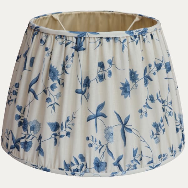 Bennison Chinese Paper Mono Blue on Fine Oyster Linen Handsewn Lampshade