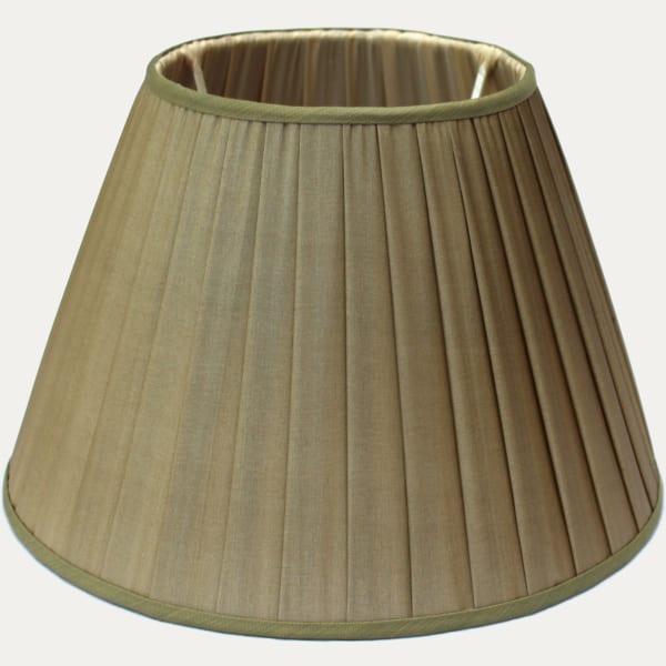 Knife-Pleated Honan Silk Olive Lampshade