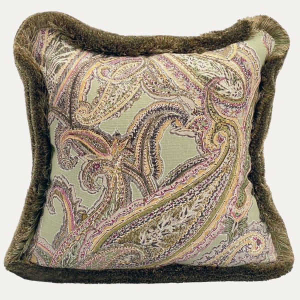 Floren, 50x50cm 20x20in Nina Campbell Braemar Pale Green Decorative Cushion Viscose Brush